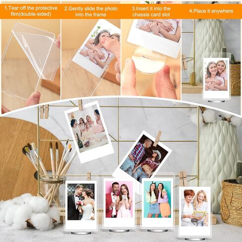 إطار صور أكريليك Marspark 15 قطعة مقاس 2 × 3 بوصة مع قاعدة عرض صور أكريليك شفافة وإطارات صور صغيرة مربعة شفافة مزدوجة الجوانب وشاشة سطح مكتب شفافة عموديًا لزخارف الصور الصغيرة للفيلم in Saudi Arabia