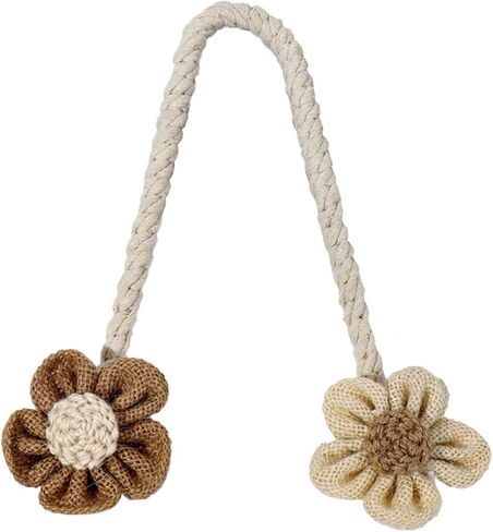 2PCS Flower Curtain Tiebacks, Linen Embroidered Boho Curtain Ties, Handmade Tassel Holdbacks for Living Room Window Draperies, Out Door, Home Decor(Pink) in Saudi Arabia