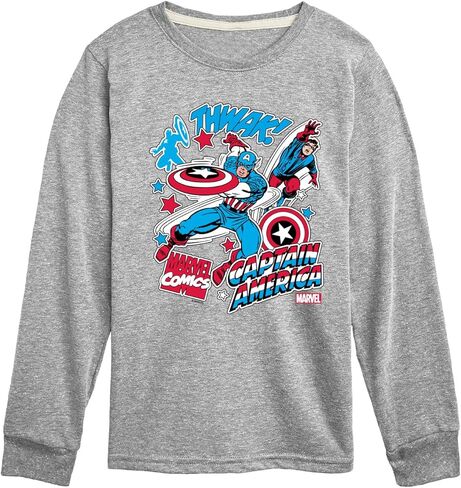 Marvel Captain America - Stickers - Toddler and Youth Long Sleeve Graphic T - Shirt in Saudi Arabia