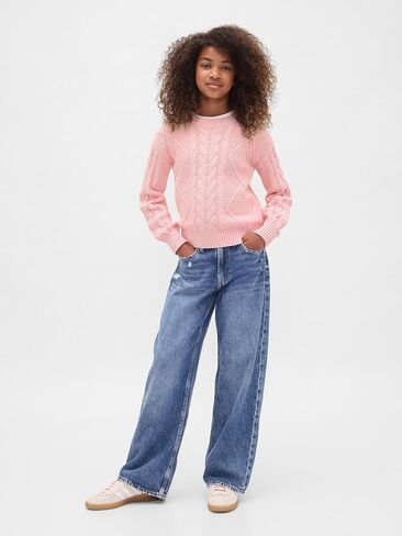 GAP Girls' Cable Crewneck Sweater in Kuwait
