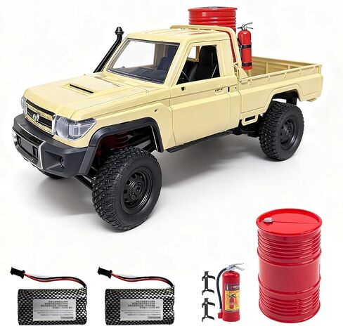 MN82 RC Crawler 1/12 RC Truck 4x4 Toyota LC79 سيارة تحكم عن بعد 2.4 جيجا هرتز على الطرق الوعرة مع اثنين من بطارية 1500 مللي أمبير في الساعة طبل زيت طفايات حريق 280 محرك RC شاحنة بيك اب لهواية RC للبالغين أصفر in Kuwait