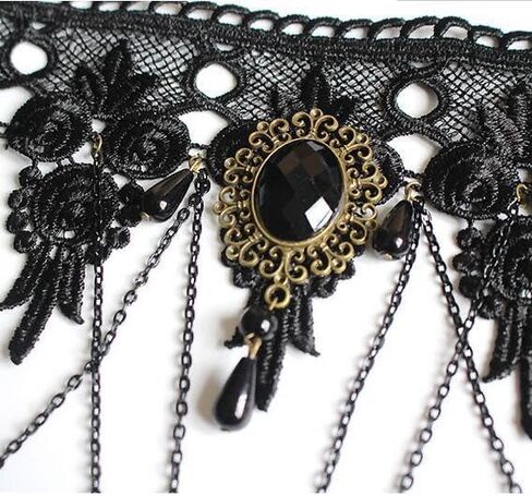 Gothic Necklace for Women Black Lariat Choker Necklace Adjustable Black Goth Necklace Halloween Party Jewelry in Saudi Arabia