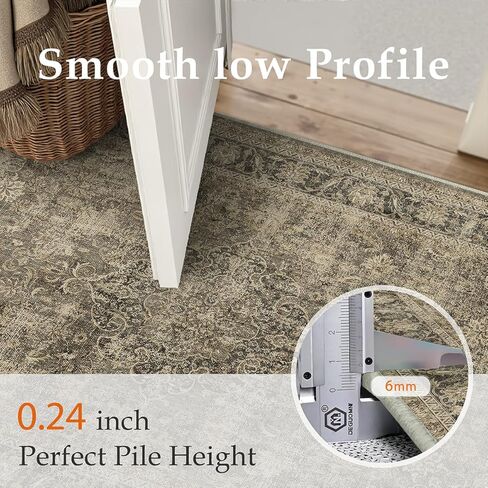 2x6 Washable Brown Vintage Runner Rug for Kitchen Hallway Non-Slip Low Pile Soft Thin Carpet Traditional Retro Distressed Accent Throw Rug for Entryway Bathroom Indoor Bedroom in Kuwait
