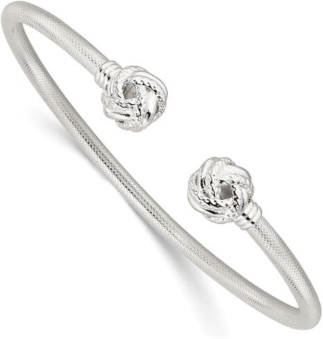 925 Sterling Silver Gold-tone Textured Love Knot Cuff Bangle Bracelet in Saudi Arabia