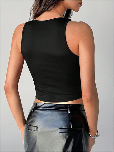 SweatyRocks Women's Sparkle Sequin Cropped Tank Top Crew Neck Sleeveless Fitted Rave Party Tops in Saudi Arabia
