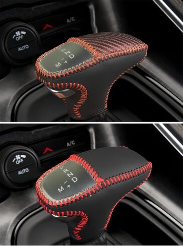 Leather Gear Shift Knob Covers for Dodge Charger Challenger 2015-2023 and Dodge Durango18-23,Carbon Fiber Leather Hand-Stitched Shifter Sleeve in Saudi Arabia