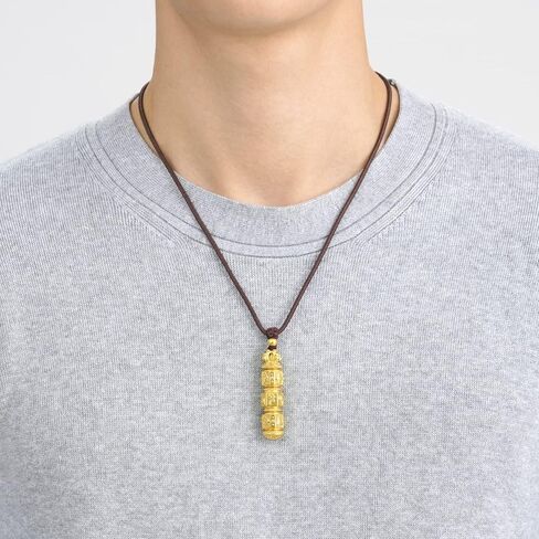 قلادة CHOW SANG SANG الثقافية نعمة 999 24K من الذهب الصلب Om Mani Padme Hum للرجال 92362Z | 27.5 بوصة، (70 سم) in Kuwait