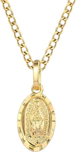 18K Yellow Gold virgen de guadalupe necklace Religious Jewelry Our Lady Virgin Mary Pendant Necklaces for Charms Women Men Accessories Chains Vintage Colar Medalla De la Virgen Milagrosa Virgencita in Saudi Arabia