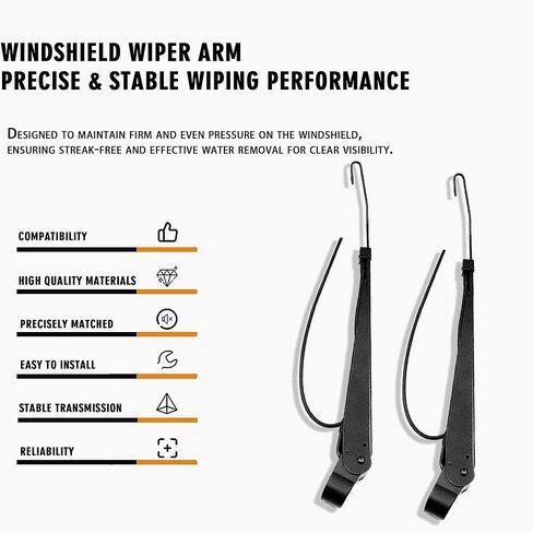 1 Pair Front Windshield Wiper Arm Kit Noiseless Rust Protection Fits Compatible with 1990-2007 Peterbilt 379 Replace OE 602511 R236002 Left and Right in Kuwait