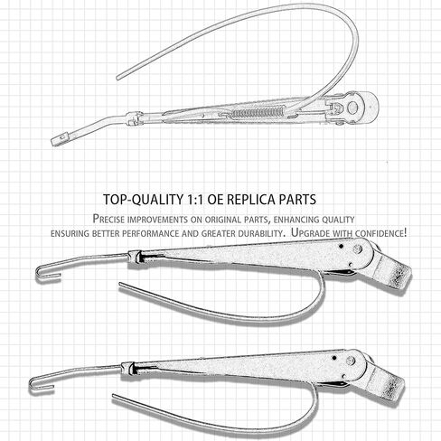 1 Pair Front Windshield Wiper Arm Kit Noiseless Rust Protection Fits Compatible with 1990-2007 Peterbilt 379 Replace OE 602511 R236002 Left and Right in Kuwait