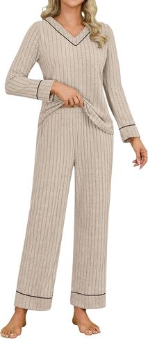 Blooming Jelly Womens Pajamas Sets Soft 2 Piece Pj Fall Long Sleeve Lounge Sets Comfy Cute Sleepwear with Pockets in Saudi Arabia