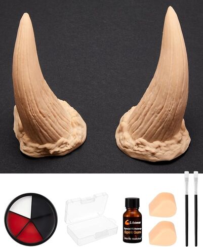 Libima Prosthetics Devil Horns Mens Women Halloween Demon Horns Cosplay Halloween Costume Horns Goat Horns Cosplay Halloween Latex Prosthetic Set with Face Paint and Makeup Adhesive Glue(Large) in Saudi Arabia