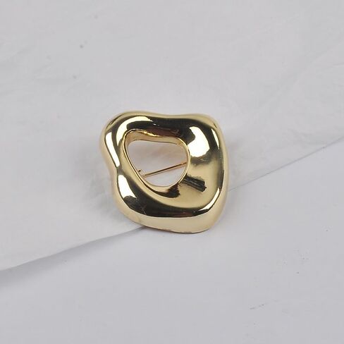 Vintage Geometric Brooch Pin for Women Men Gold-Tone Silver Plated Hollow Lapel Pin Minimalist Statement Jewelry for Suit Costume Party Chest Accessories Simple Metal Unique Corsage in Saudi Arabia