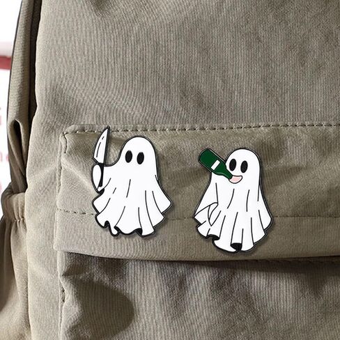 Halloween Cute Ghost Brooches Lapel Pins for Women Funny White Love Heart Boo Ghost Pins Lapel Collar Jeans Hats Shirt Jackets Backpacks Badge Brooches Pins for Women Halloween Holiday Accessory Jewelry in Saudi Arabia