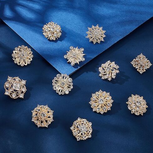 AHANDMAKER Rhinestone Brooches, Flower Brooch Pins Shining Flower Lapel Badge Pins for Crafts Embellishment, Bridal Wedding Bouquet Gift in Saudi Arabia