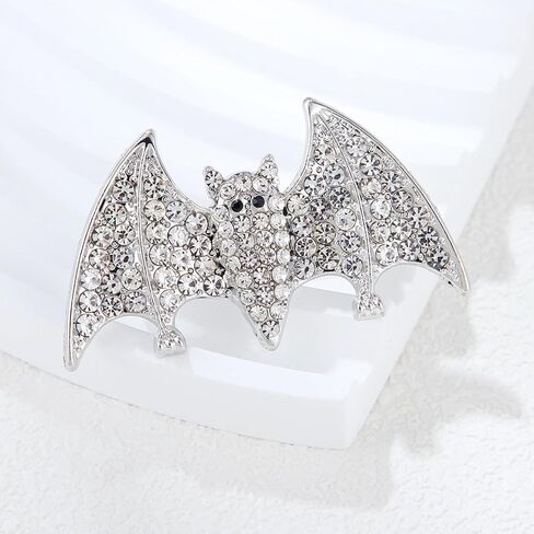 Halloween Bat Brooch Pins for Women Gothic Crystal Bat Pin Halloween Black Bats Brooch Goth Bird Lapel Pins Jewelry Holiday Dress Accessories in Saudi Arabia