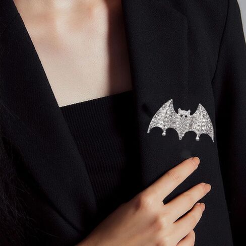 Halloween Bat Brooch Pins for Women Gothic Crystal Bat Pin Halloween Black Bats Brooch Goth Bird Lapel Pins Jewelry Holiday Dress Accessories in Saudi Arabia