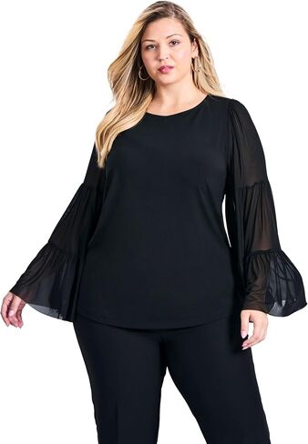قميص نسائي من Avenue مقاس كبير من Mylo Mesh بأكمام على شكل جرس in Saudi Arabia