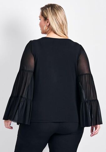 قميص نسائي من Avenue مقاس كبير من Mylo Mesh بأكمام على شكل جرس in Saudi Arabia
