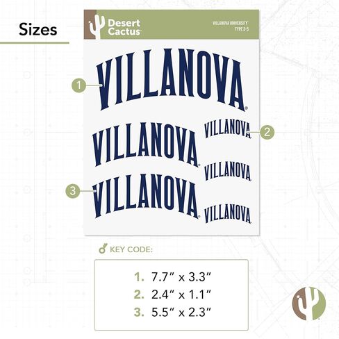 Desert Cactus Villanova University Stickers VU Wildcats Stickers Wildcats Vinyl Decals Laptop Water Bottle Car Scrapbook T3 (Type 3-4) in Saudi Arabia