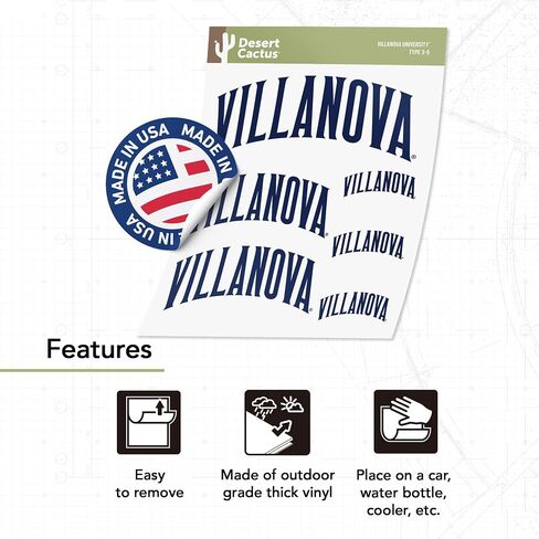Desert Cactus Villanova University Stickers VU Wildcats Stickers Wildcats Vinyl Decals Laptop Water Bottle Car Scrapbook T3 (Type 3-4) in Saudi Arabia