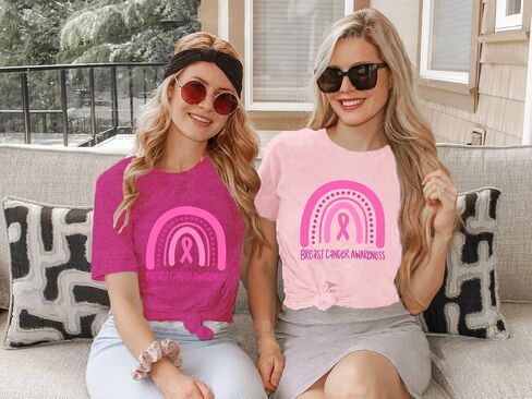 Breast Cancer Shirts for Women Cancer Awareness T-Shirt Survivor Pink Ribbon Tee Tops in Saudi Arabia