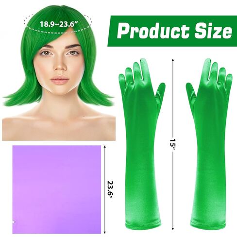 TLY شعر مستعار للهالوين باللون البرتقالي للحفلات التنكرية - مع قبعة شعر مستعار وحزام وقفازات مجموعة أزياء تنكرية للنساء في الهالوين in Kuwait