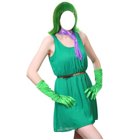 TLY شعر مستعار للهالوين باللون البرتقالي للحفلات التنكرية - مع قبعة شعر مستعار وحزام وقفازات مجموعة أزياء تنكرية للنساء في الهالوين in Kuwait