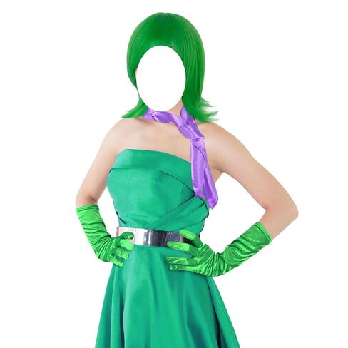 TLY شعر مستعار للهالوين باللون البرتقالي للحفلات التنكرية - مع قبعة شعر مستعار وحزام وقفازات مجموعة أزياء تنكرية للنساء في الهالوين in Kuwait