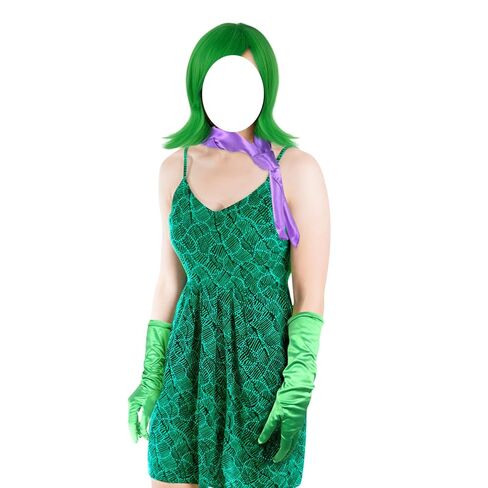 TLY شعر مستعار للهالوين باللون البرتقالي للحفلات التنكرية - مع قبعة شعر مستعار وحزام وقفازات مجموعة أزياء تنكرية للنساء في الهالوين in Kuwait