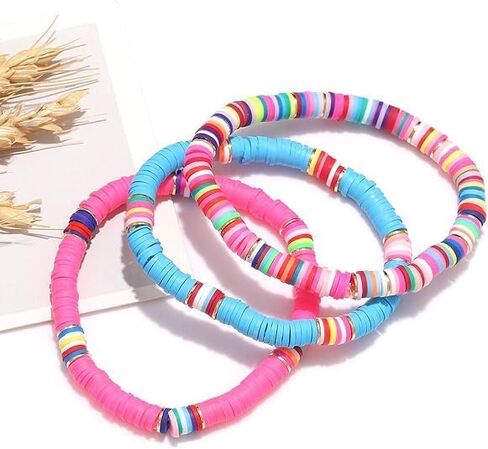Clay Bracelets for Women Stackable Rainbow Friendship Bracelets Layering Preppy Bracelets Beaded Stretch Bracelets Boho Summer Beach Jewelry Gifts in Saudi Arabia