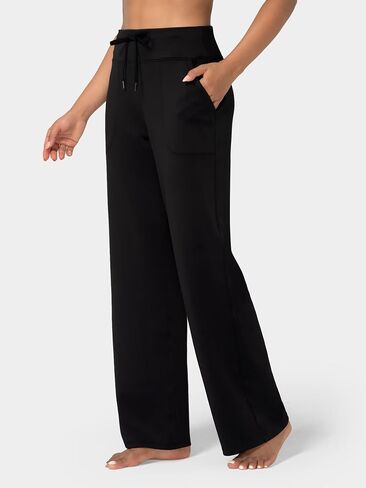 Sunzel Fleece Lined Wide Leg Pants for Women High Waist Thermal Workout Lounge Straight Leg Yoga Pants Winter Warm Sweatpants in Saudi Arabia