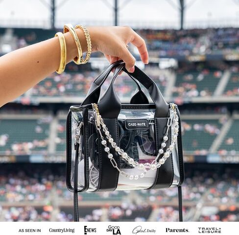 Case-Mate Soap Bubble Micro Tote Bag for Women - Iridescent Mini Purse with Jacquard Crossbody Strap - Small Handbag - Water-Resistant Clear Tote Bag for Keys, Phone, Wallet and Sunglasses in Kuwait