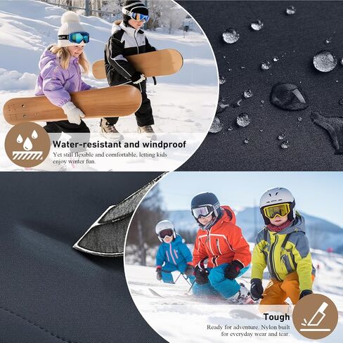 Waterproof Snow Pants for Kids Boys Girls, Winter Insulated Ski Trousers Fleece Lining, Elastic Waist Softshell Hiking Pants in Saudi Arabia