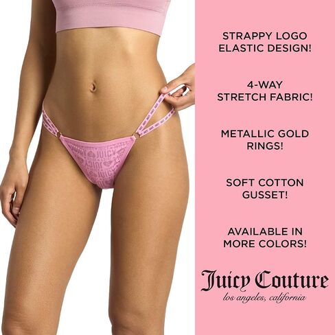 Juicy Couture Women's Strappy Stretch Logo Thong Underwear Set, 5-Pack in Saudi Arabia