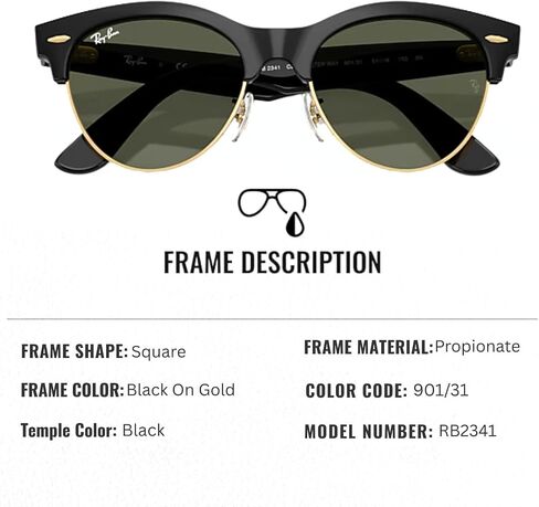 نظارات شمسية راي بان RB2341 CLUBMASTER WAY مربعة الشكل للرجال والنساء مع مجموعة نظارات RAYBAN الرسمية in Kuwait