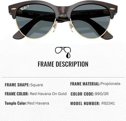 نظارات شمسية راي بان RB2341 CLUBMASTER WAY مربعة الشكل للرجال والنساء مع مجموعة نظارات RAYBAN الرسمية in Kuwait