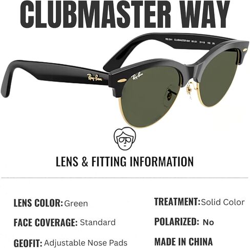 نظارات شمسية راي بان RB2341 CLUBMASTER WAY مربعة الشكل للرجال والنساء مع مجموعة نظارات RAYBAN الرسمية in Kuwait