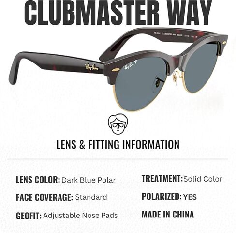 نظارات شمسية راي بان RB2341 CLUBMASTER WAY مربعة الشكل للرجال والنساء مع مجموعة نظارات RAYBAN الرسمية in Kuwait