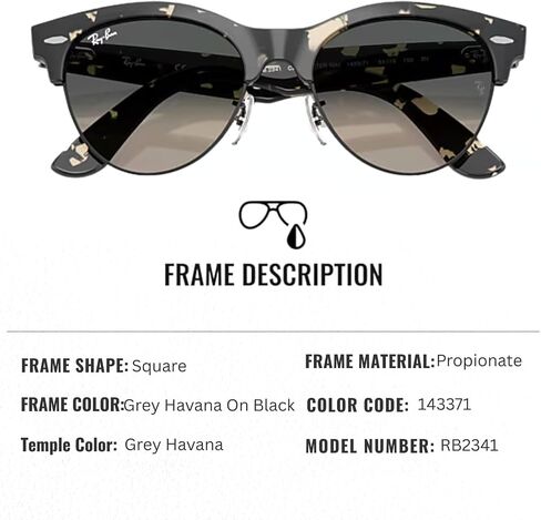نظارات شمسية راي بان RB2341 CLUBMASTER WAY مربعة الشكل للرجال والنساء مع مجموعة نظارات RAYBAN الرسمية in Kuwait