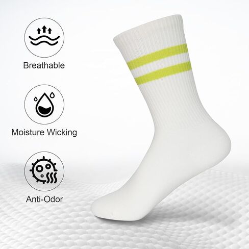 Womens Striped Crew Socks Cute Casual Cozy Cotton Socks for Women 4Pairs Size 5-9 in Saudi Arabia