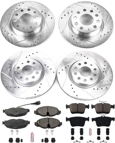 Power Stop K7502 Front & Rear Z23 Evolution Sport Brake Upgrade Kit and 1 Front Sensor Wire For Audi A3, Audi A3 Quattro, Audi A3 Sportback e-tron, VW Taos [Model Specific] in Saudi Arabia