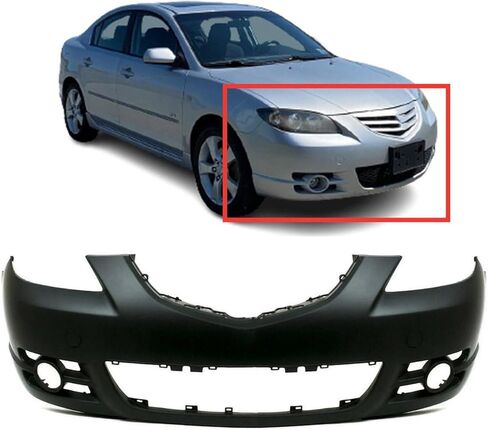 FitParts متوافق مع غطاء المصد الأمامي 2004 2005 2006 Mazda 3 S i Sedan 04 05 06. جديد، مُجهز وجاهز للطلاء. مع فتحات مصابيح الضباب. بدون فتحات مستشعر مساعد ركن السيارة. BNYK5003XEBB in Saudi Arabia