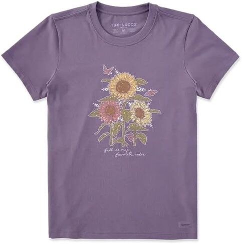 Life is Good. Women's Fall is My Favorite Sunflowers Short Sleeve Crusher Tee, Dusk Purple in Saudi Arabia
