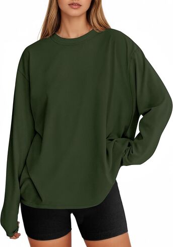 Tankaneo Womens Long Sleeve Oversized T Shirts Basic Crewneck Workout Tee Tops 2025 Fall Loose Fit Casual Y2K Clothes in Saudi Arabia