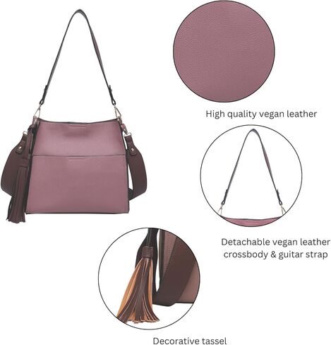 Lyla Bucket Bags 2-in-1 Trendy Vegan Leather Hobo Crossbody Handbags Shoulder Purses for Women in Kuwait