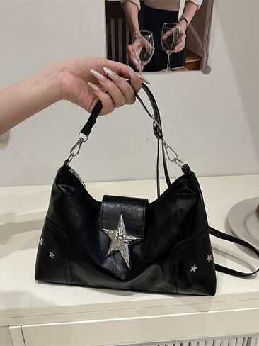 SweatyRocks Women's Shoulder Bag Y2K Top Handle Handbag Trendy Goth Studded Punk Purse in Saudi Arabia