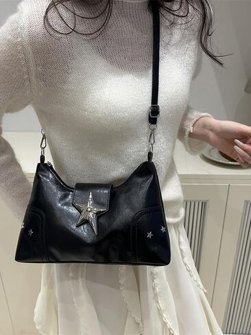 SweatyRocks Women's Shoulder Bag Y2K Top Handle Handbag Trendy Goth Studded Punk Purse in Saudi Arabia