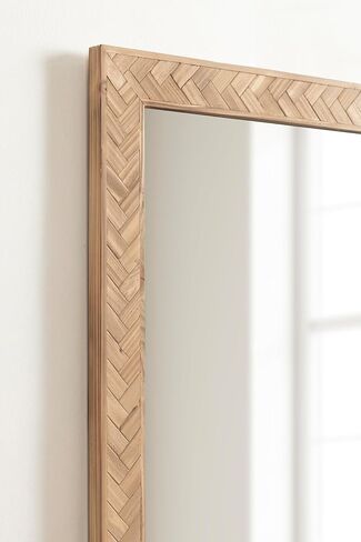 Kate and Laurel Braywood Modern Pieced Wood Rectangle Mirror, 24 x 36, Rustic Brown, Decorative Rectangular Mirror for Use as Coastal Bathroom Mirror for Over Sink or Statement Bedroom Mirror in Saudi Arabia