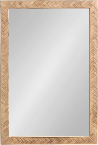 Kate and Laurel Braywood Modern Pieced Wood Rectangle Mirror, 24 x 36, Rustic Brown, Decorative Rectangular Mirror for Use as Coastal Bathroom Mirror for Over Sink or Statement Bedroom Mirror in Saudi Arabia